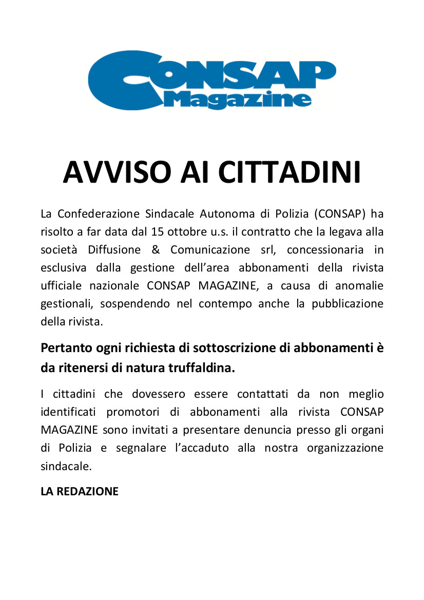 Magazine rivista consap